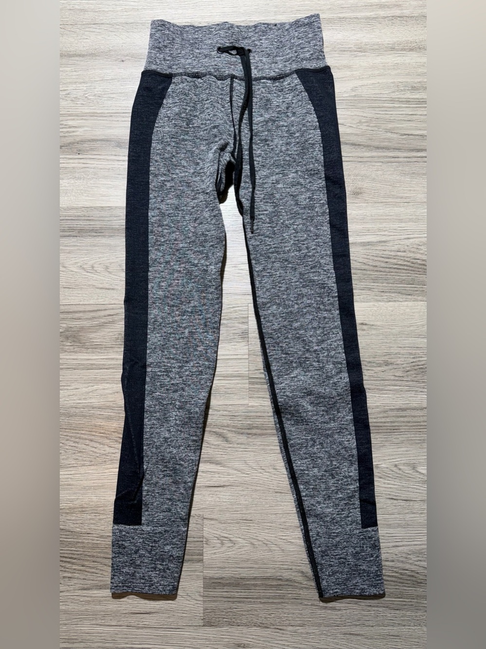 PINK Active Leggings Womens XS Gray Black Marled Drawstring Athletic Yoga